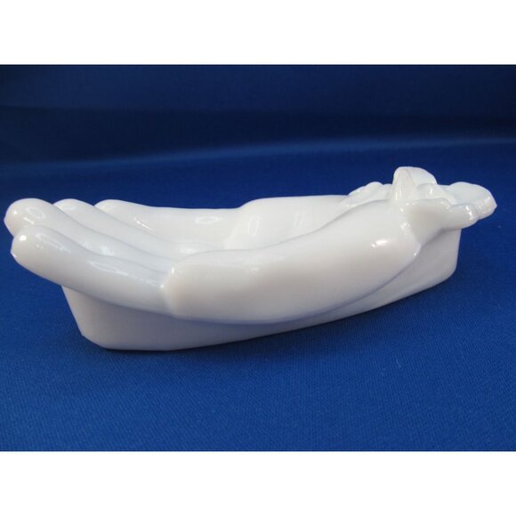 Vintage Milk Glass Hand Trinket Dish - Picture 7 of 8